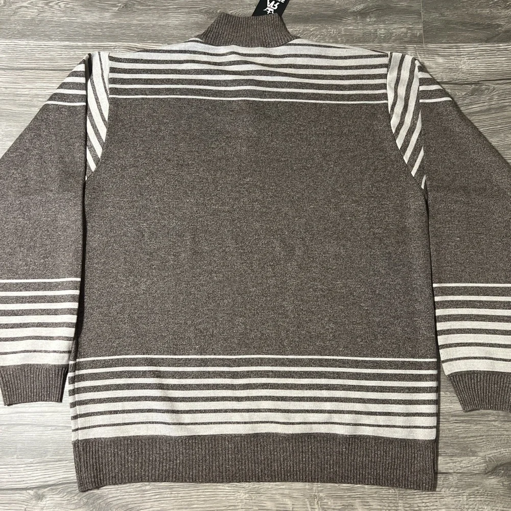 Red Ape 1/4 Zip Pullover Brown/Beige Striped‎ Sweater Size 4X, NWT - Picture 8 of 8